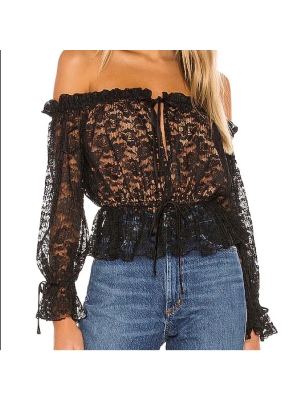 Majorelle Rayford Lace Black Top Size S Womens